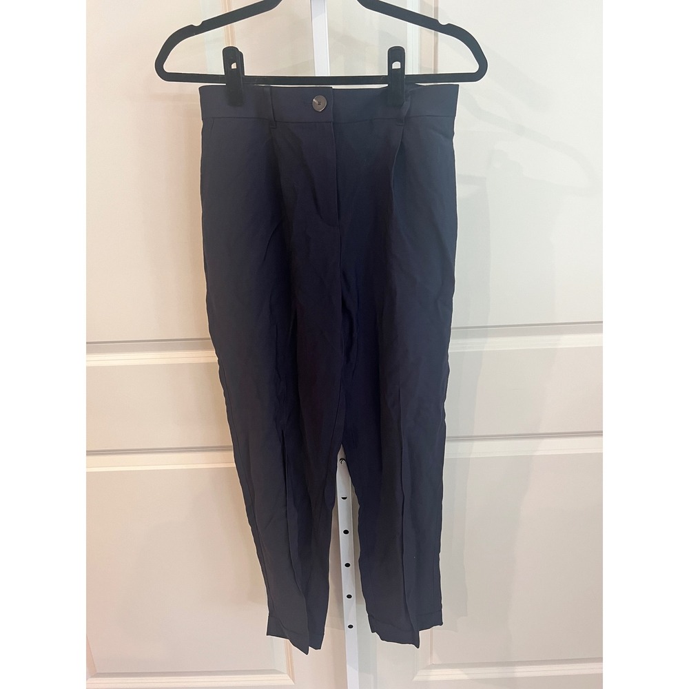 LOFT NWT Women Navy Blue Tapered Pleated Trousers Pants Size M